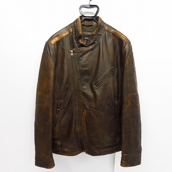 実際に弊社で買取させて頂いたHUGO BOSS/ヒューゴボス ラムレザー ライダースジャケット/40R