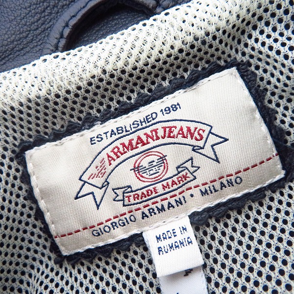 実際に弊社で買取させて頂いたARMANI JEANS/アルマーニジーンズ ジップアップ レザー ジャケット/ブラック/38の画像 2枚目