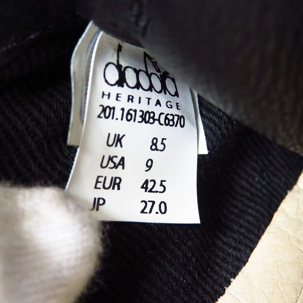 実際に弊社で買取させて頂いた【未使用】DIADORA/ディアドラ HERITAGE/ヘリテージ TRIDENT 90 NYL スニーカー ブラック8.5の画像 5枚目