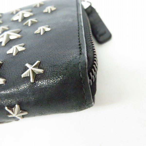 実際に弊社で買取させて頂いたJIMMY CHOO/ジミー チュウ スタースタッズ ラウンドファスナー ウォレット/財布/黒の画像 5枚目