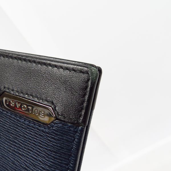 実際に弊社で買取させて頂いたBVLGARI/ブルガリ　二つ折り 長財布/ウォレット ネイビー×ブラックの画像 8枚目