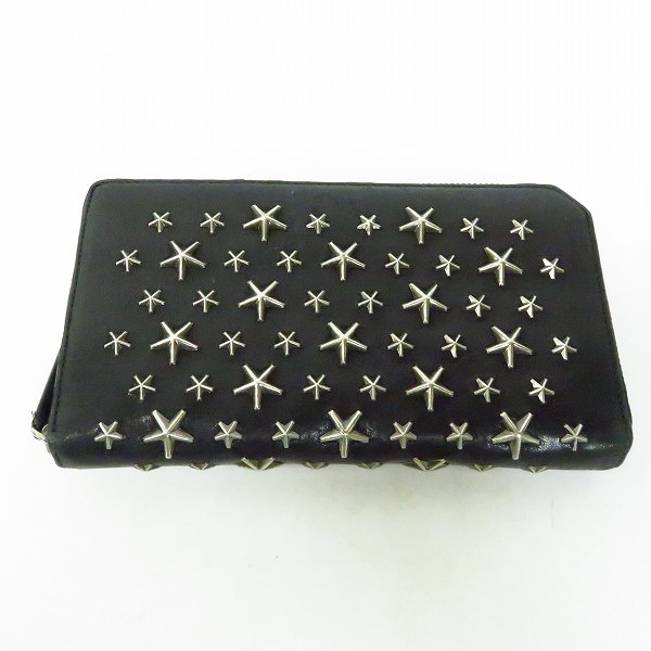 実際に弊社で買取させて頂いたJIMMY CHOO/ジミー チュウ スタースタッズ ラウンドファスナー ウォレット/財布/黒