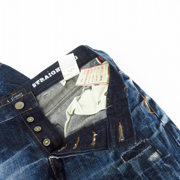実際に弊社で買取させて頂いたARMANI JEANS/アルマーニジーンズ CULTURE イーグルメタル ポケット スカーフ ダメージ加工 デニムパンツ/ジーンズ/34の画像 5枚目