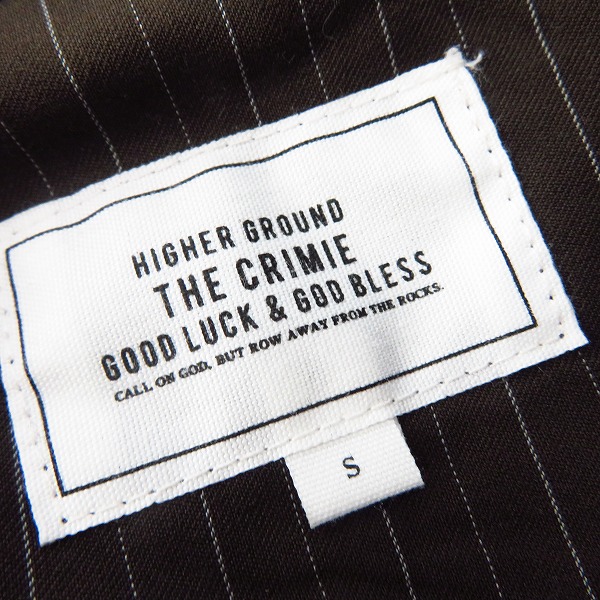 実際に弊社で買取させて頂いたTHE CRIMIE/クライミー GOOD LUCK&GOD BLESS ストライプ柄 3Bテーラードジャケット Sの画像 2枚目