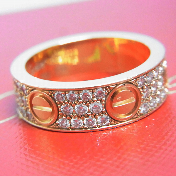 実際に弊社で買取させて頂いた【定価77万】Cartier/カルティエ 750PG ラブリング フルパヴェダイヤ  ピンクゴールド #57 約17号
