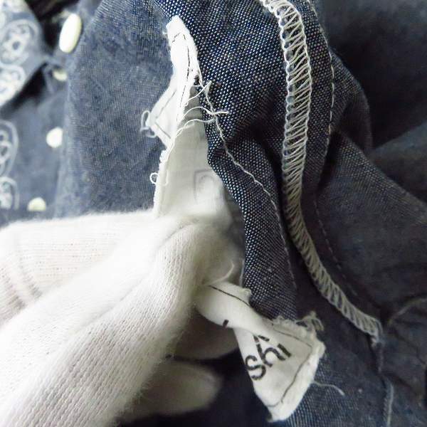 実際に弊社で買取させて頂いたMAHARISHI/マハリシ シャンブレー 刺繍 長袖 シャツ/Sの画像 4枚目