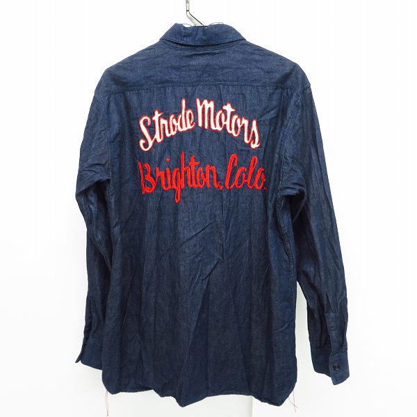 実際に弊社で買取させて頂いたSUGAR CANE/シュガーケーン チェーン刺繍 ロングスリーブ/長袖 デニムワークシャツ SC26730 Size：Lの画像 1枚目