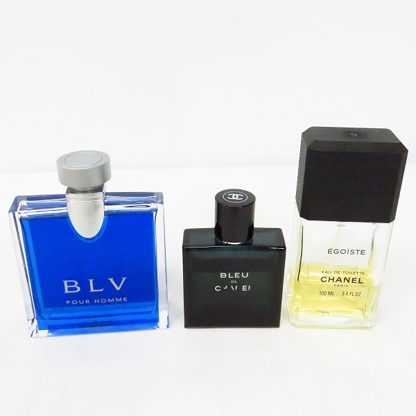 実際に弊社で買取させて頂いたCHANEL/シャネル エゴイスト EDT 100ml/ブルードゥシャネル EDT 50ml/ブルガリ ブルー プールオム 100ml 3点セット