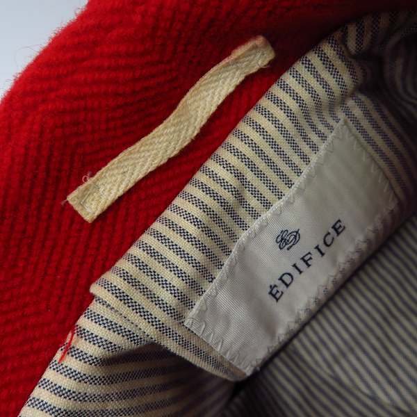 実際に弊社で買取させて頂いたEDIFICE/エディフィス ウール混 ダッフルコート レッド/赤 Size：44の画像 5枚目