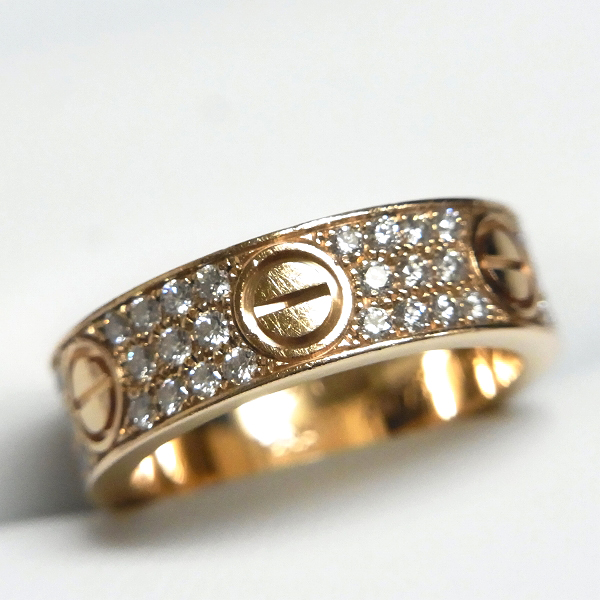 実際に弊社で買取させて頂いた【定価77万】Cartier/カルティエ 750PG ラブリング フルパヴェダイヤ  ピンクゴールド #57 約17号の画像 1枚目