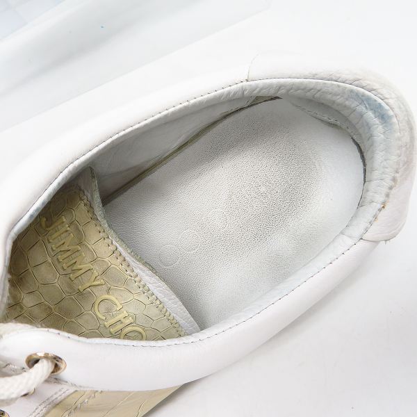 実際に弊社で買取させて頂いたJIMMY CHOO/ジミーチュウ クロコ型押し レザースニーカー/41の画像 4枚目