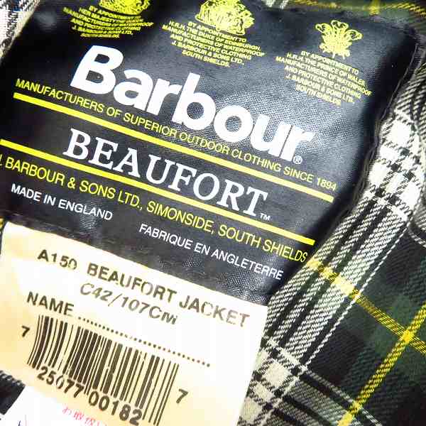 実際に弊社で買取させて頂いたBARBOUR/バブアー BEAUFORT/ビューフォート オイルドジャケット/C42の画像 2枚目