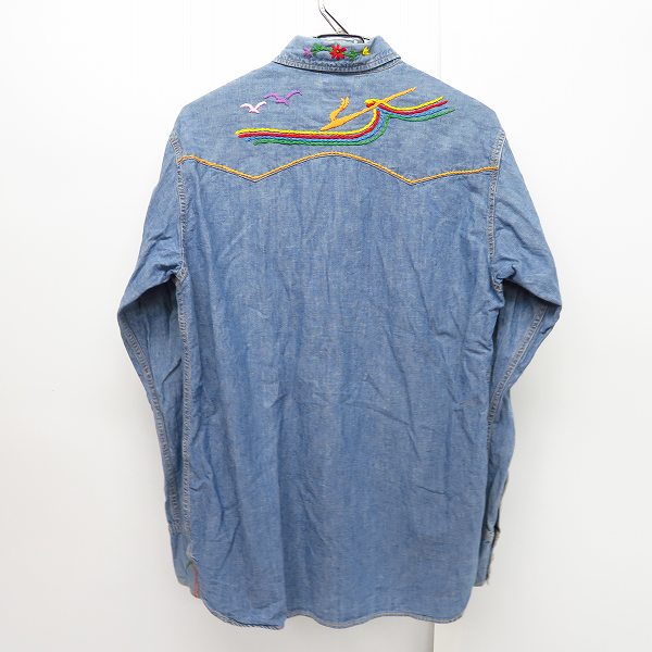 実際に弊社で買取させて頂いたSUGAR CANE/シュガーケーン JOHN SEVERSON SUN SURF/ジョンセバーソン サンサーフ 刺繍 デニムシャツ JS22751 Size：S の画像 1枚目
