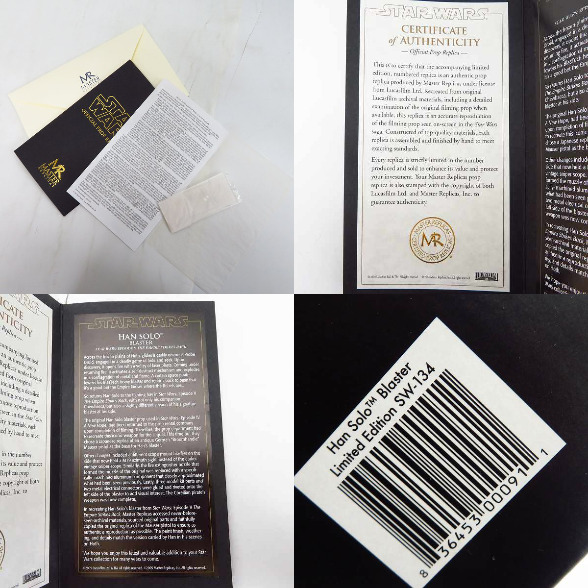 実際に弊社で買取させて頂いた【美品】MR社/マスターレプリカ社製 限定【ハン・ソロ 】ブラスター リミテッドエディション/SW-134の画像 9枚目