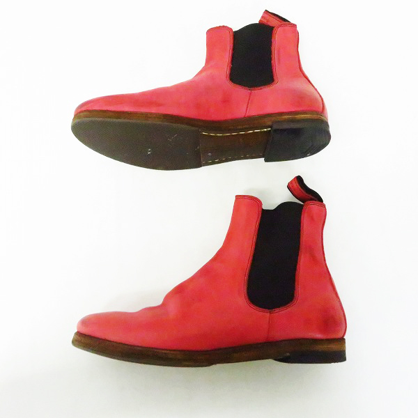 実際に弊社で買取させて頂いたBACKBONE/バックボーン レザー レッド サイドゴア ブーツ/Sの画像 3枚目