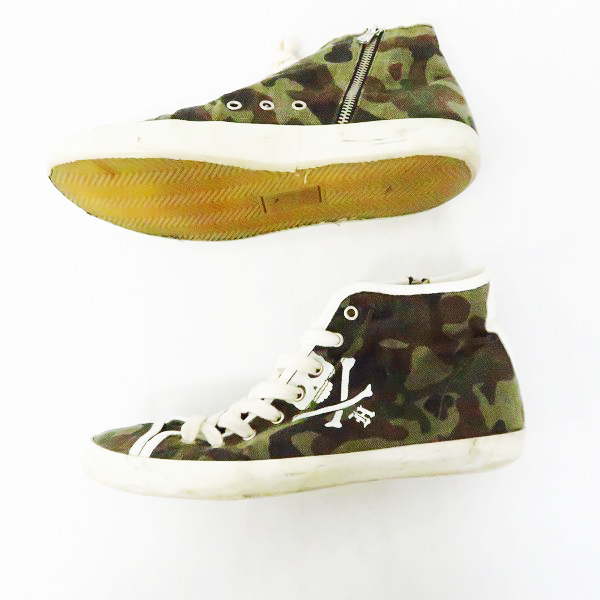 実際に弊社で買取させて頂いたHYDROGEN/ハイドロゲン 迷彩柄/カモフラ スカルプリント サイドジップ スニーカー Size：42の画像 3枚目