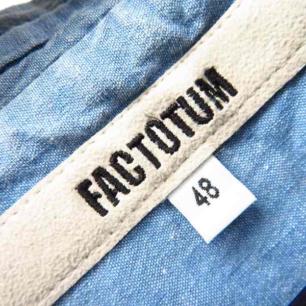 実際に弊社で買取させて頂いたFACTOTUM/ファクトタム 刺繍プリント ハーフスリーブ/半袖ストレッチ ダンガリーシャツ 01060219 Size：48の画像 2枚目