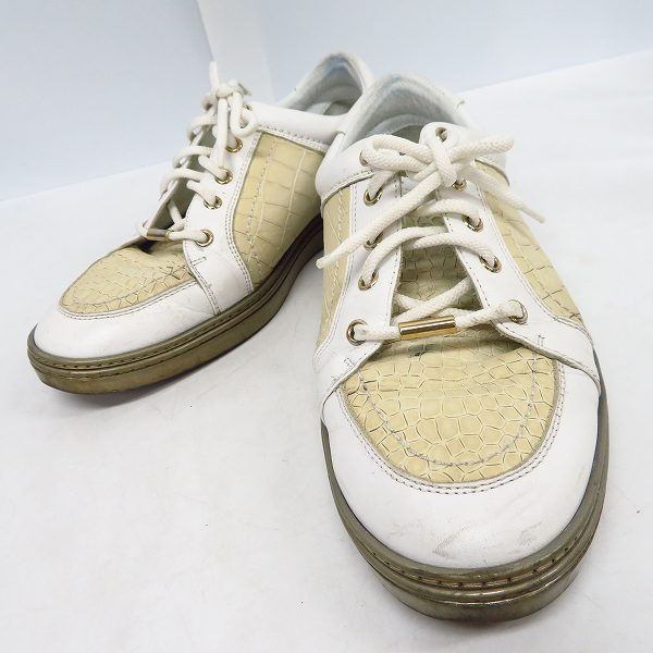 実際に弊社で買取させて頂いたJIMMY CHOO/ジミーチュウ クロコ型押し レザースニーカー/41