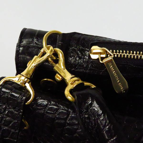 実際に弊社で買取させて頂いたDRESSCAMP×Samantha KINGZ./ドレスキャンプ×サマンサキングズ クロコ型押しデザイン 巾着 ショルダーバッグの画像 6枚目