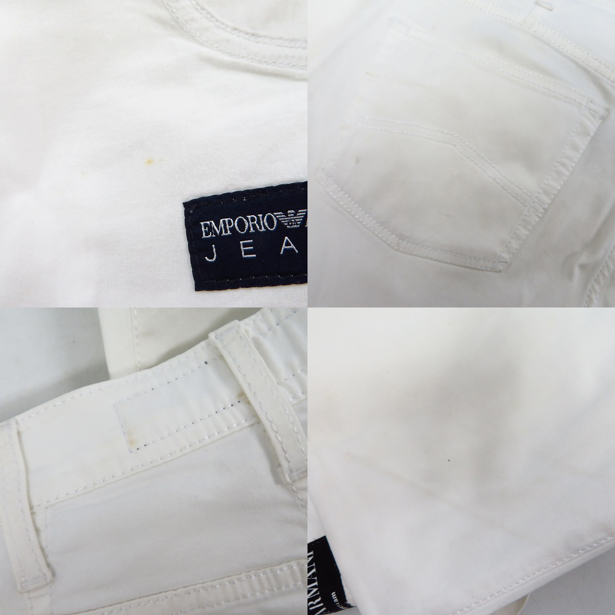 実際に弊社で買取させて頂いたEMPORIO ARMANI/エンポリオアルマーニ Sean:Basic Fit ストレッチ コットンパンツ ホワイト Size：34の画像 6枚目