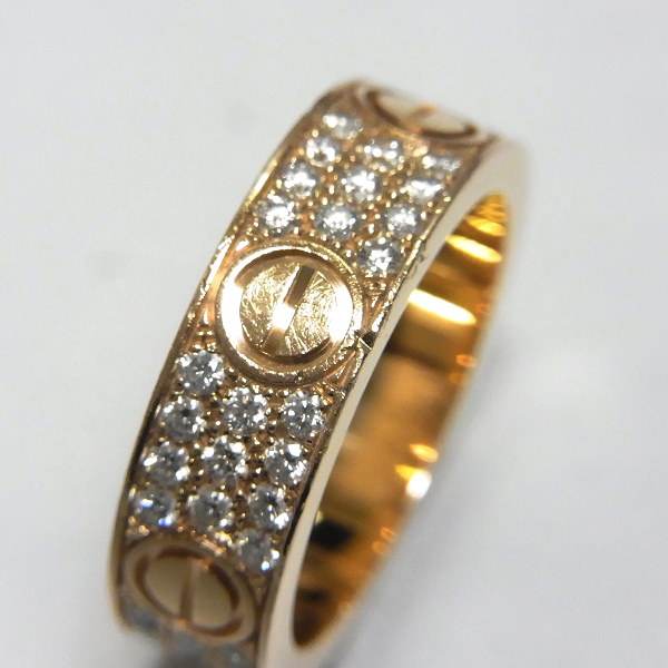 実際に弊社で買取させて頂いた【定価77万】Cartier/カルティエ 750PG ラブリング フルパヴェダイヤ  ピンクゴールド #57 約17号の画像 5枚目