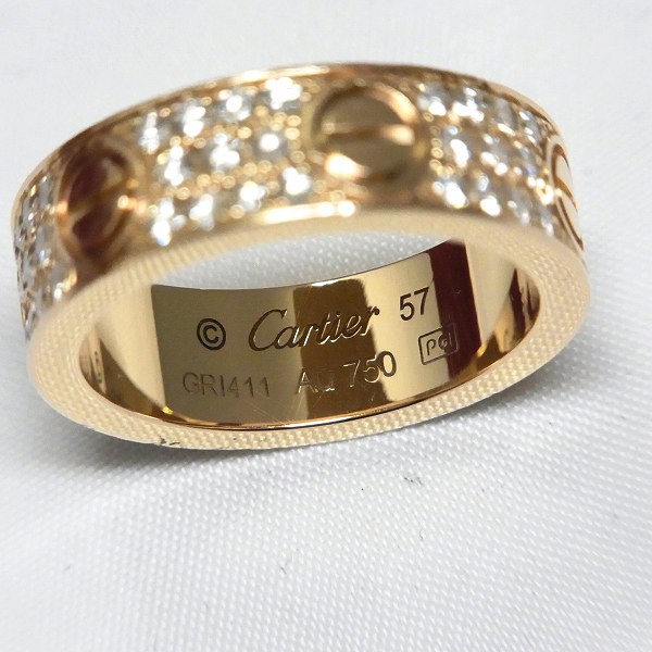実際に弊社で買取させて頂いた【定価77万】Cartier/カルティエ 750PG ラブリング フルパヴェダイヤ  ピンクゴールド #57 約17号の画像 4枚目