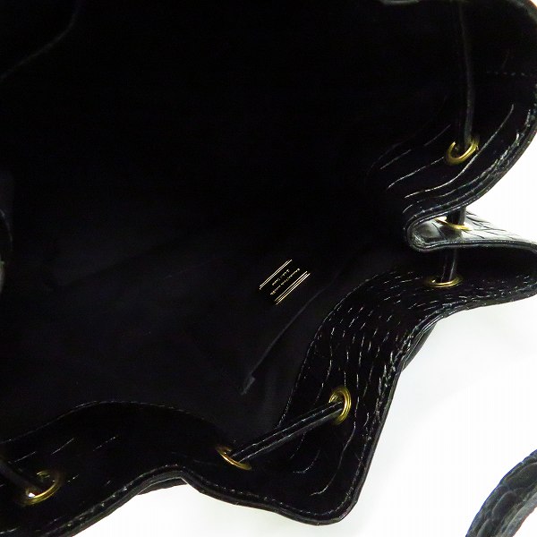 実際に弊社で買取させて頂いたDRESSCAMP×Samantha KINGZ./ドレスキャンプ×サマンサキングズ クロコ型押しデザイン 巾着 ショルダーバッグの画像 3枚目