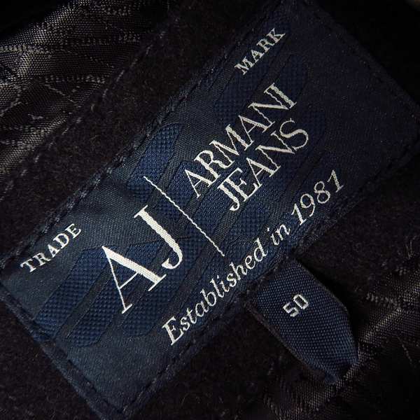 実際に弊社で買取させて頂いたARMANI JEANS/アルマーニジーンズ ウールジップジャケット ハーフコート/50の画像 2枚目