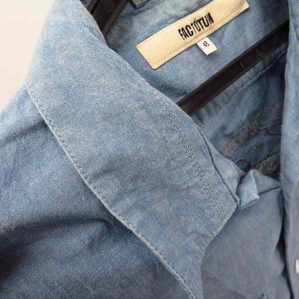 実際に弊社で買取させて頂いたFACTOTUM/ファクトタム 刺繍プリント ハーフスリーブ/半袖ストレッチ ダンガリーシャツ 01060219 Size：48の画像 5枚目