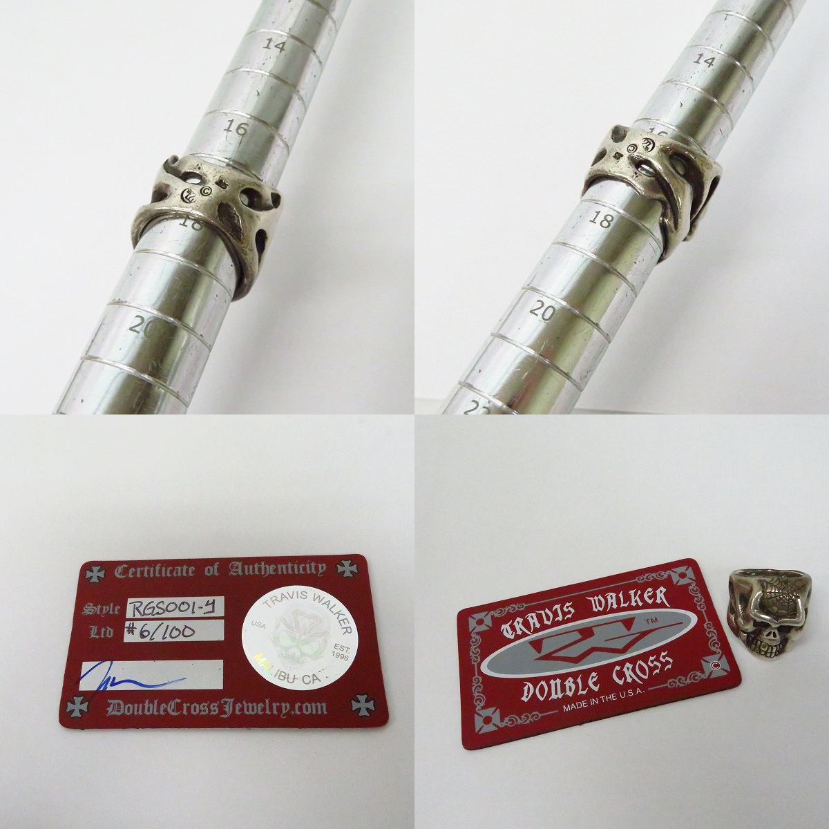 実際に弊社で買取させて頂いた【ギャラ/カスタム】トラヴィスワーカー オリジナルスカルリング 18K ゴールドトゥース 100個限定/シリアル入 RGS001-Y 17-18号の画像 9枚目