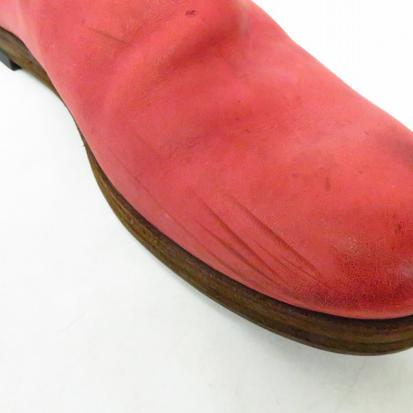 実際に弊社で買取させて頂いたBACKBONE/バックボーン レザー レッド サイドゴア ブーツ/Sの画像 6枚目