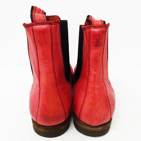 実際に弊社で買取させて頂いたBACKBONE/バックボーン レザー レッド サイドゴア ブーツ/Sの画像 1枚目