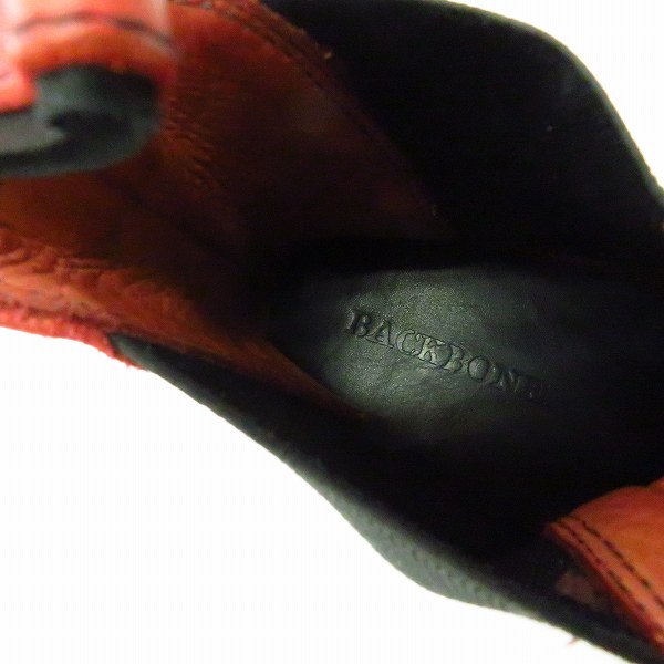実際に弊社で買取させて頂いたBACKBONE/バックボーン レザー レッド サイドゴア ブーツ/Sの画像 4枚目