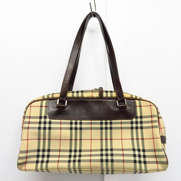 実際に弊社で買取させて頂いたBURBERRY/バーバリー チェック柄 レザー切替 ハンドバッグの画像 1枚目