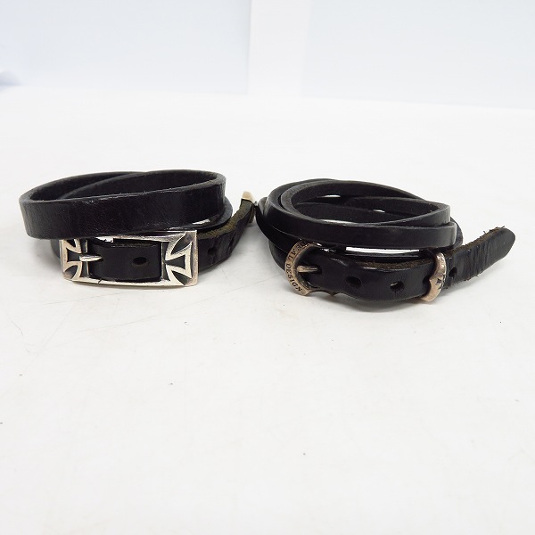 実際に弊社で買取させて頂いたDEAL DESIGN/ディールデザイン レザー S.C.B ブレス 2点セットの画像 1枚目