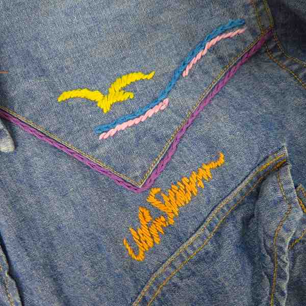 実際に弊社で買取させて頂いたSUGAR CANE/シュガーケーン JOHN SEVERSON SUN SURF/ジョンセバーソン サンサーフ 刺繍 デニムシャツ JS22751 Size：S の画像 3枚目