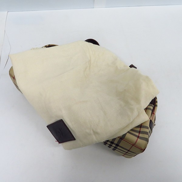 実際に弊社で買取させて頂いたBURBERRY/バーバリー チェック柄 レザー切替 ハンドバッグの画像 8枚目