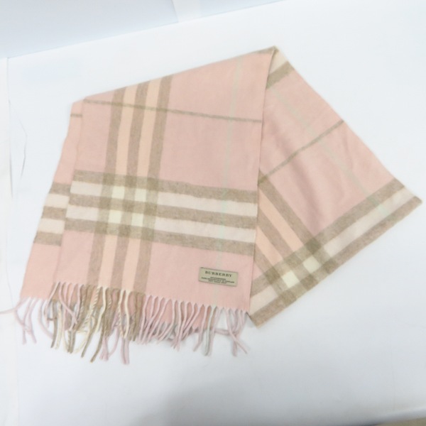 実際に弊社で買取させて頂いたBURBERRY/バーバリー ブルーレーベル 他 カシミヤ マフラー 2点セットの画像 1枚目