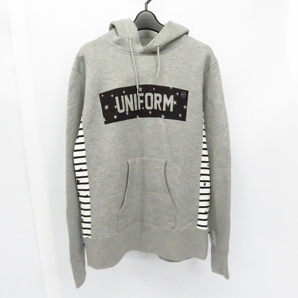 実際に弊社で買取させて頂いたuniform experiment/ユニフォームエクスペリメント 星/ボーダー ロゴプリントプルオーバーパーカー UE-156082/2