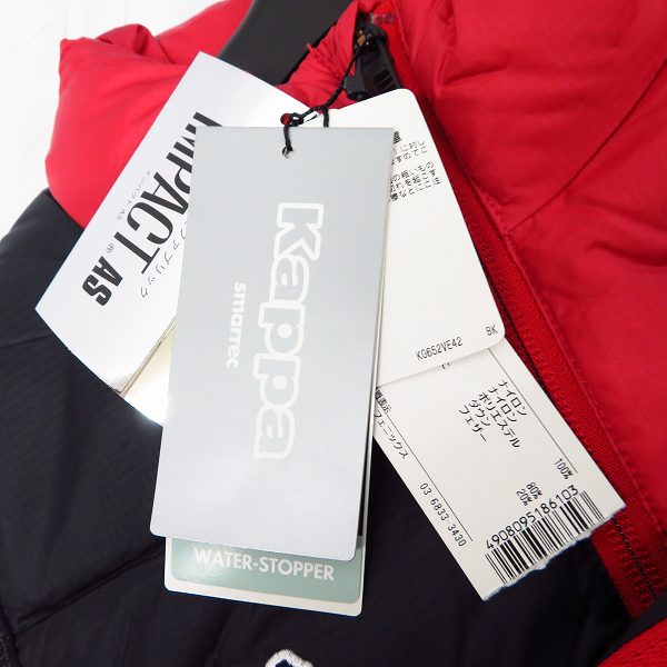 実際に弊社で買取させて頂いた【未使用】Kappa/カッパ ロゴワッペン付きダウンベスト ゴルフウェア ブラック×レッド KG652VE42/Sの画像 5枚目