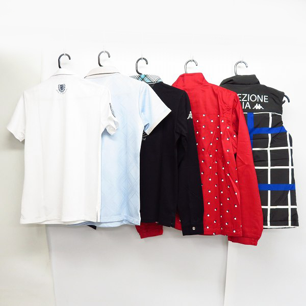 実際に弊社で買取させて頂いた【未使用】Kappa/カッパ  レディース ゴルフウエア チェック柄ダウンベスト/ポロシャツ/2WAY ジャケット等/M 5点セットの画像 1枚目