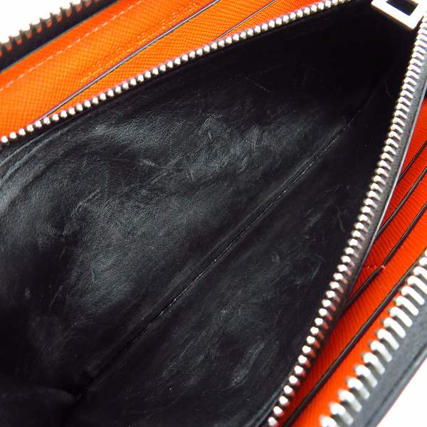 実際に弊社で買取させて頂いたMARNI/マルニ バイカラー 長財布 ロングジップウォレット/ソフトベージュ マザリンブルー アラベスクの画像 4枚目