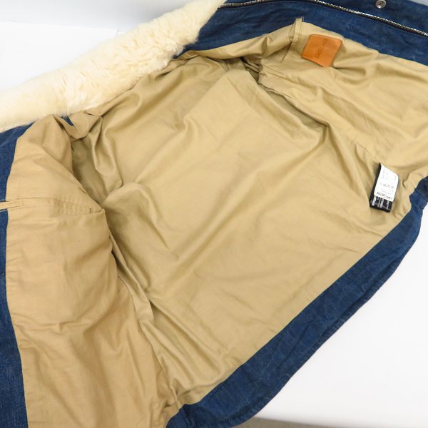 実際に弊社で買取させて頂いたBACKLASH/バックラッシュ デニム8オンス ジャパンカーフスエード ベビーメリノ ダウンジャケット 1393-02/Mの画像 2枚目