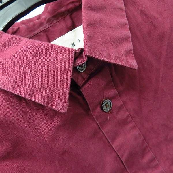 実際に弊社で買取させて頂いたMARNI/マルニ コットン 長袖シャツ ワインレッド/46の画像 5枚目