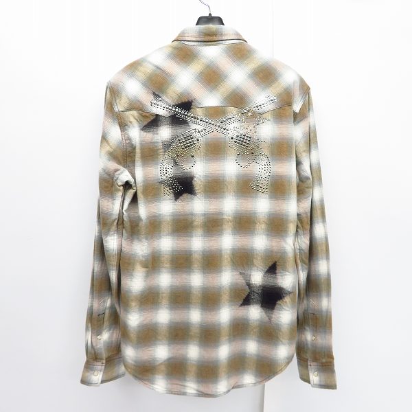実際に弊社で買取させて頂いた【未使用】roarguns/ロアーガンズ スタッズ/スワロ クロスガン スター オンブレチェックシャツ 18FGS-03A/2の画像 1枚目
