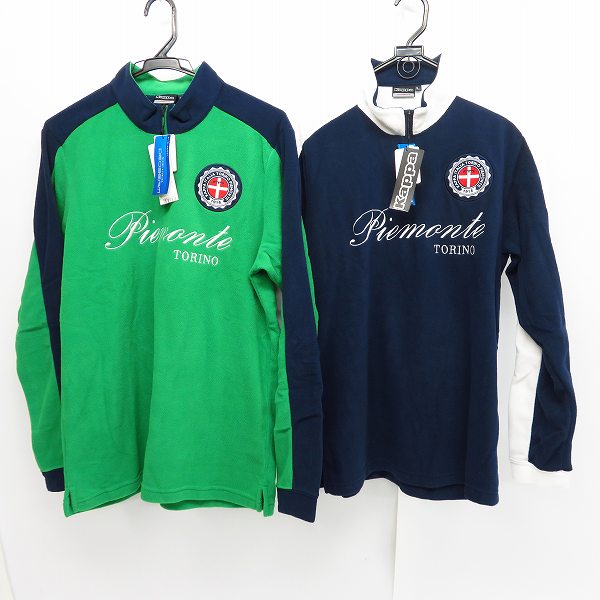 実際に弊社で買取させて頂いた【未使用】Kappa/カッパ ゴルフ 長袖ハーフジップシャツ KG652LS47/ネイビー,グリーン L 2点セット