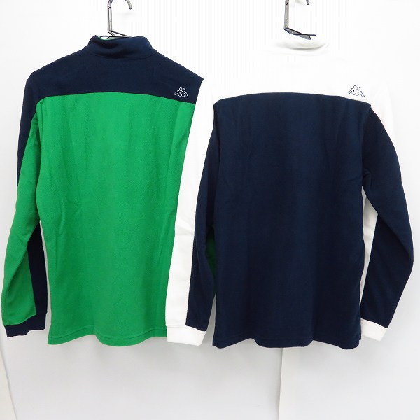 実際に弊社で買取させて頂いた【未使用】Kappa/カッパ ゴルフ 長袖ハーフジップシャツ KG652LS47/ネイビー,グリーン M 2点セットの画像 1枚目
