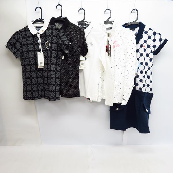 実際に弊社で買取させて頂いた【未使用】Kappa/カッパ  レディース ゴルフウエア 柄切替ワンピース/チェック柄 ポロシャツ等/M 5点セット