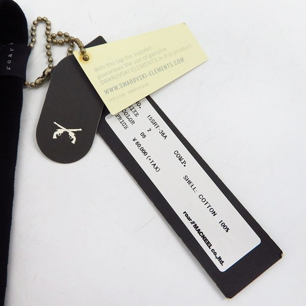 実際に弊社で買取させて頂いた【未使用】roar/ロアー スワロフスキー クロスガン/二丁拳銃 Vネック 半袖Tシャツ 15SRT-36A/2の画像 7枚目