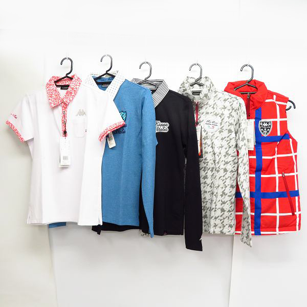 実際に弊社で買取させて頂いた【未使用】Kappa/カッパ  レディース ゴルフウエア ダウンベスト/ハーフ ジップアップシャツ/ポロシャツ等/M 5点セット